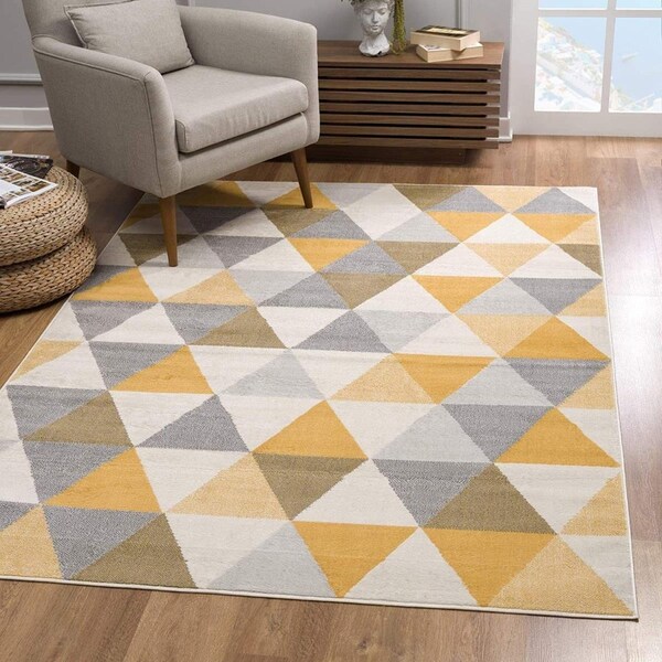Palacedesigns 4 x 6 ft. Yellow Triangular Lattice Area Rug - Yellow - 4' x 6' PA3104764 - main